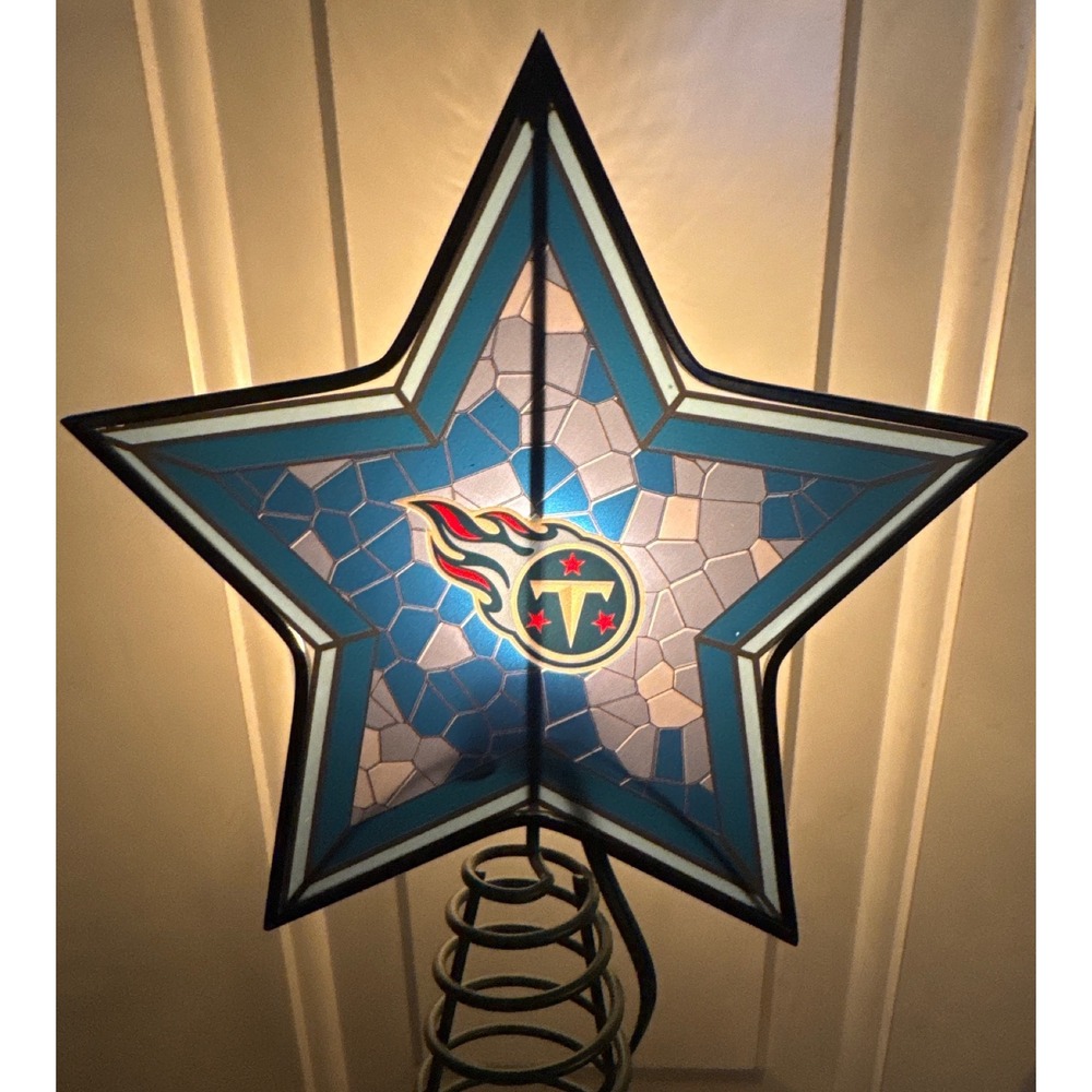 Tennessee Titans Mosaic Star Tree Topper Official NFL Stained Glass Light Metal